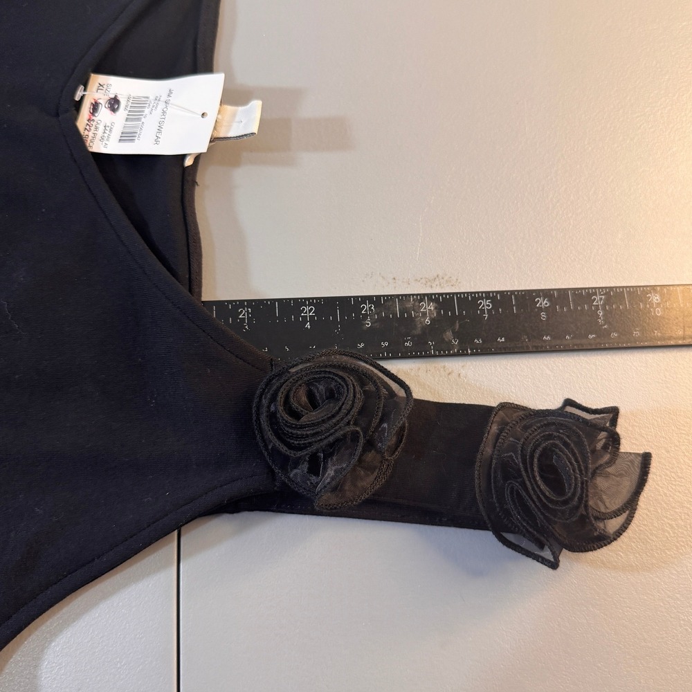 Cato Rosette Tank Top Womens XL Black New Floral Applique Scoop Neck Sleeveless - Picture 10 of 11